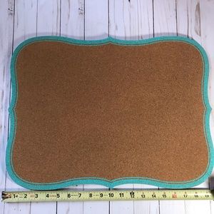 15x20” Scalloped Corkboard with Aqua Blue accents
